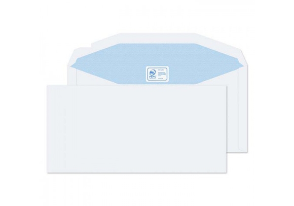114 x 235 White Envelope - Gummed - Wallet - 90gsm